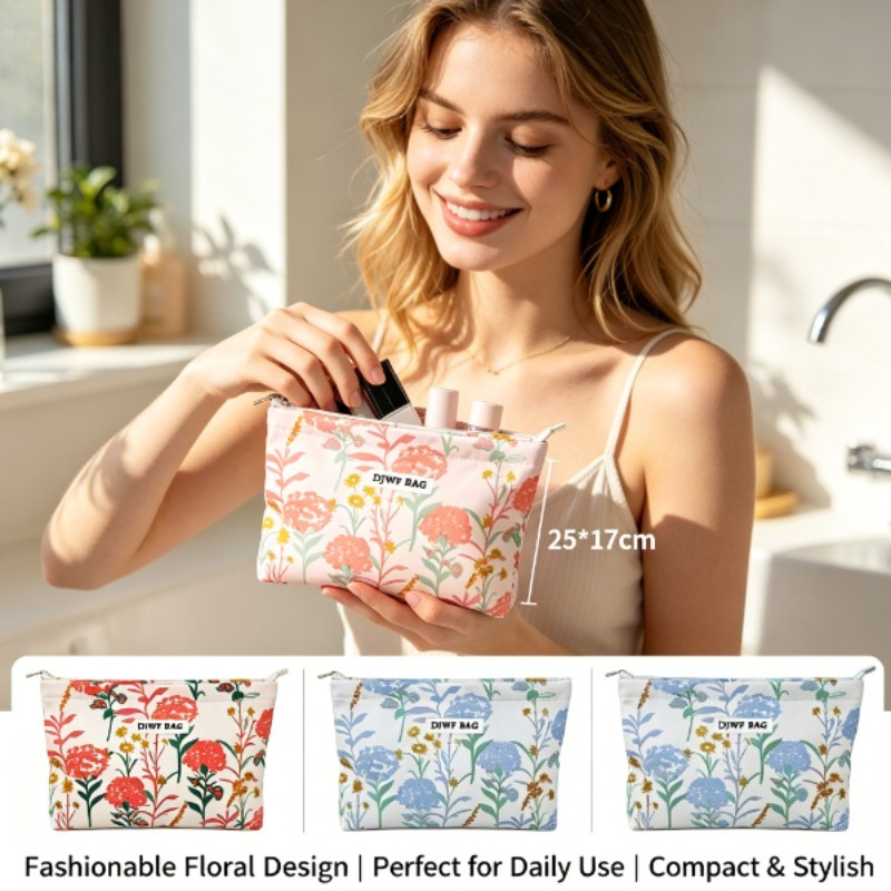 Luxury Skincare Toner - Tas Kosmetik Mewah Motif Bunga Ins